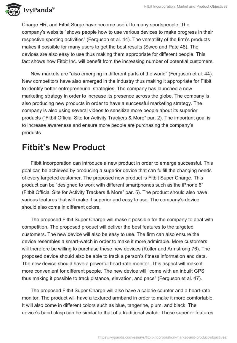 Fitbit Incorporation: Market and Product Objectives. Page 2