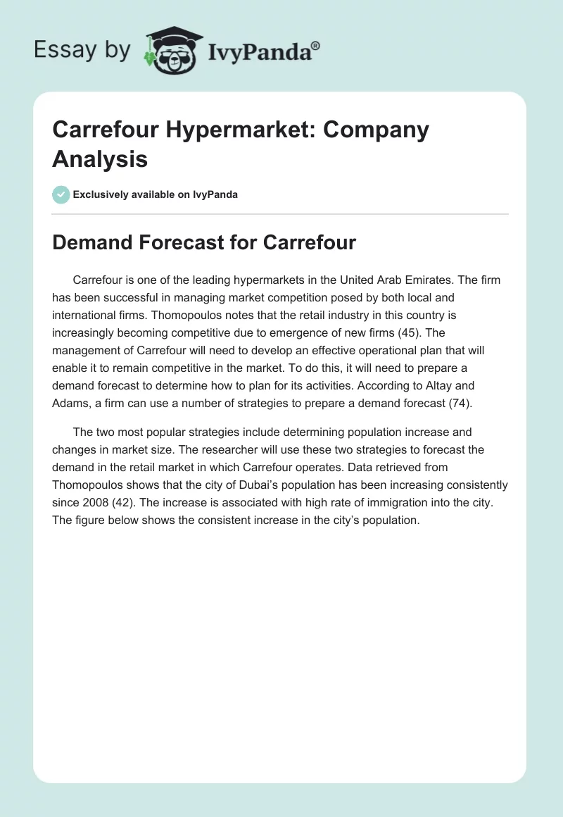 Carrefour Hypermarket: Company Analysis. Page 1