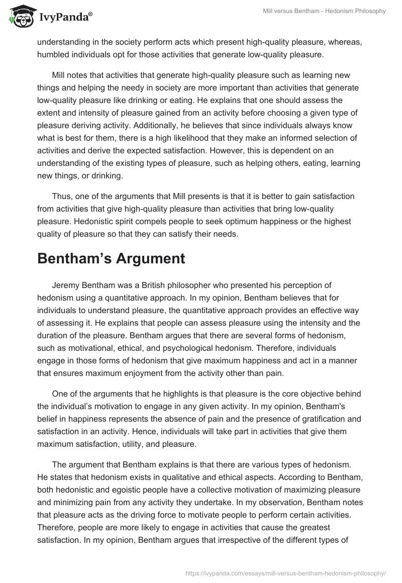 Mill versus Bentham - Hedonism Philosophy. Page 3