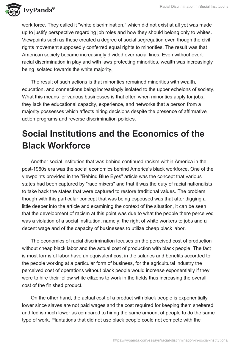 Racial Discrimination in Social Institutions. Page 2