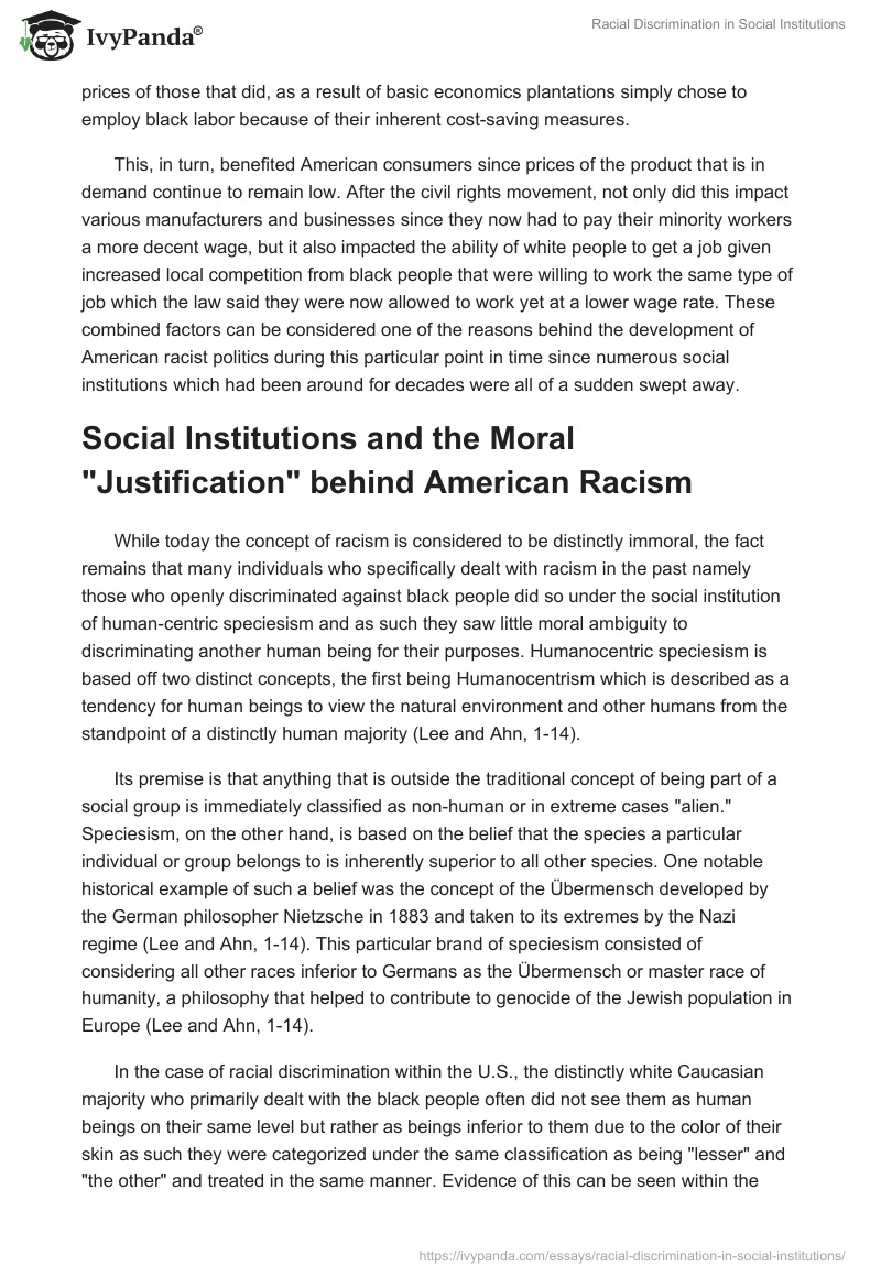 Racial Discrimination in Social Institutions. Page 3