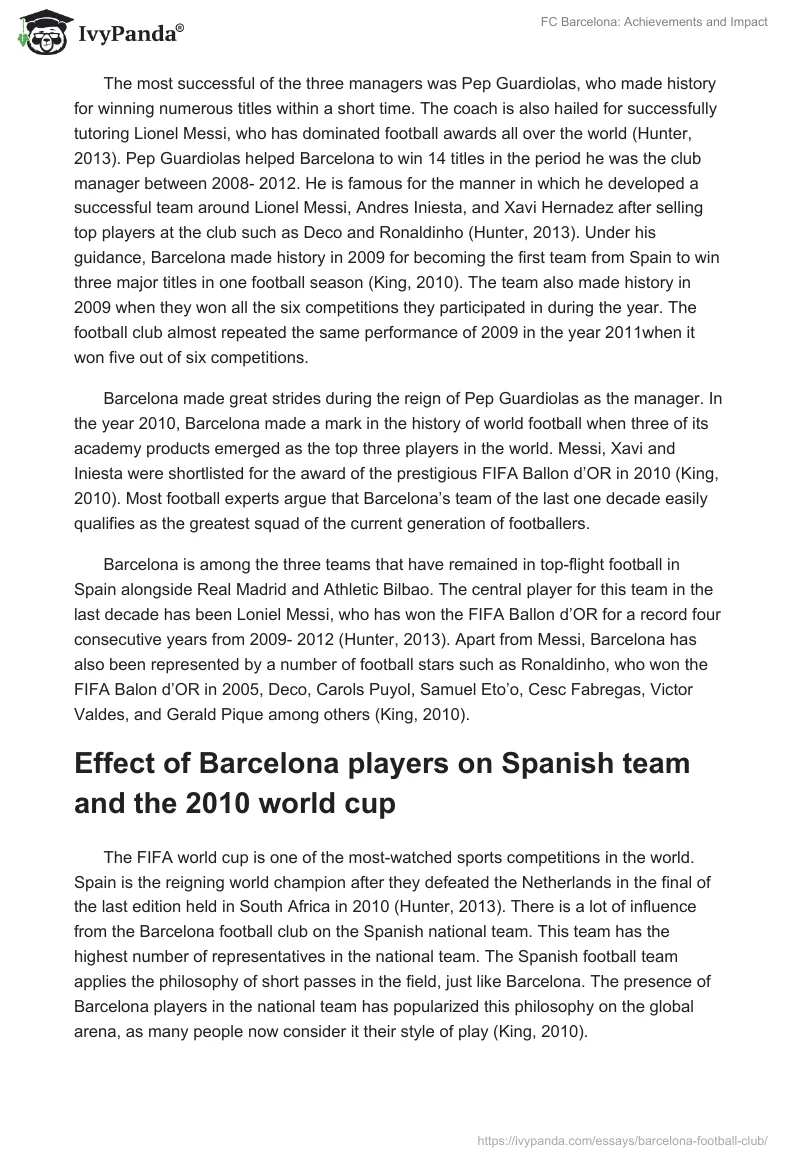FC Barcelona: Achievements and Impact. Page 2