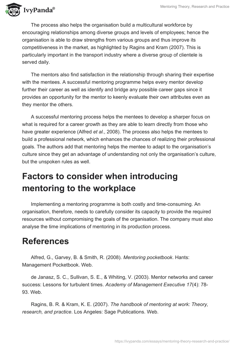 Mentoring Theory, Research and Practice. Page 4