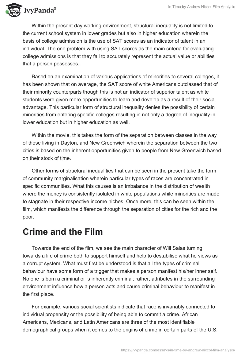 In Time by Andrew Niccol Film Analysis. Page 4