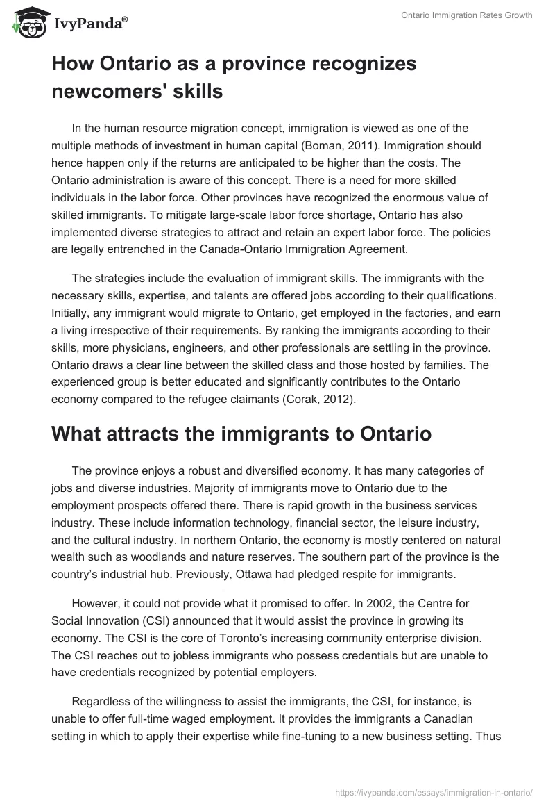 Ontario Immigration Rates Growth. Page 2