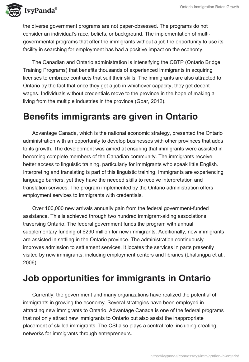 Ontario Immigration Rates Growth. Page 3