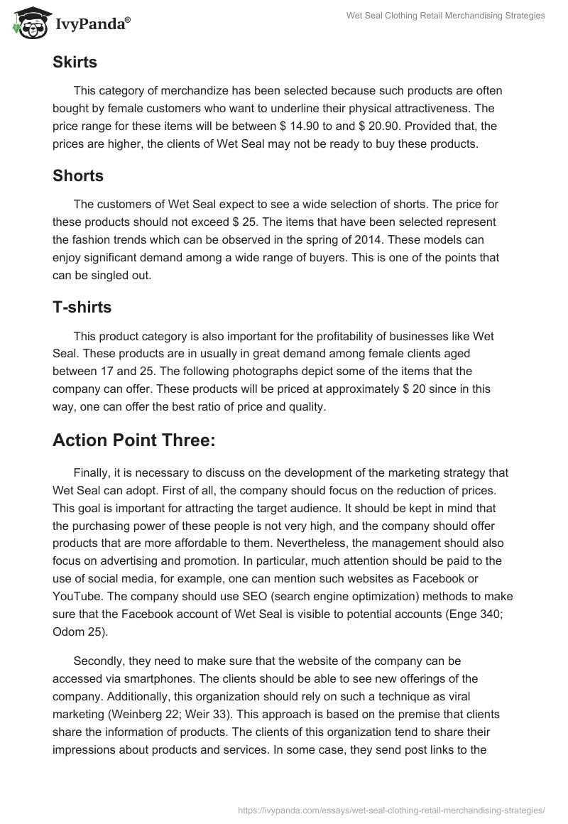 Wet Seal Clothing Retail Merchandising Strategies. Page 3