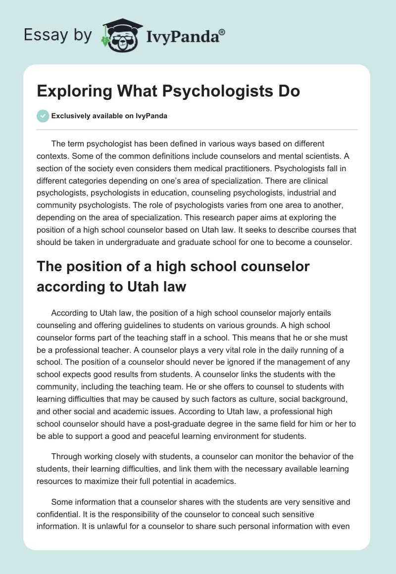 Exploring What Psychologists Do. Page 1
