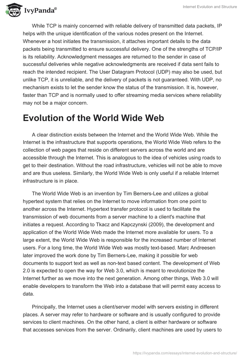 Internet Evolution and Structure. Page 3