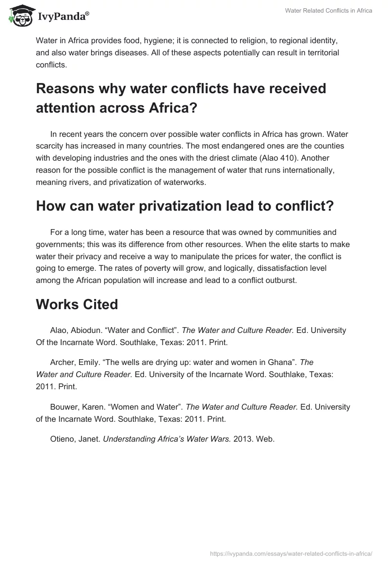 Water Related Conflicts in Africa. Page 2