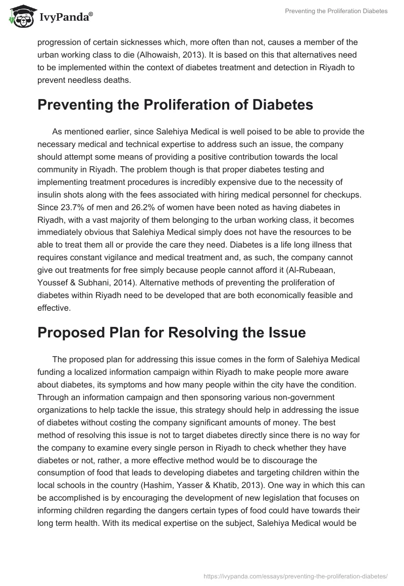 Preventing the Proliferation Diabetes. Page 2