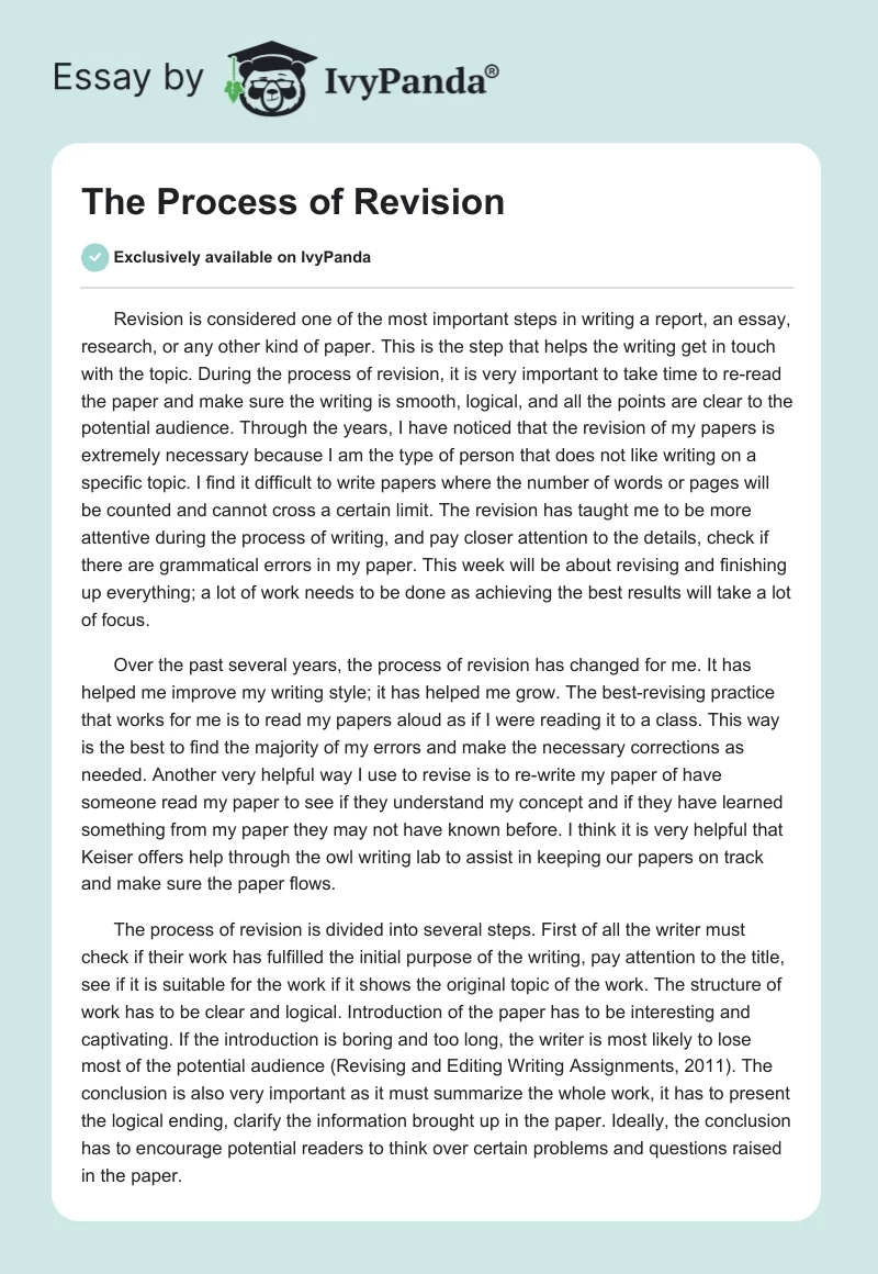 The Process of Revision. Page 1