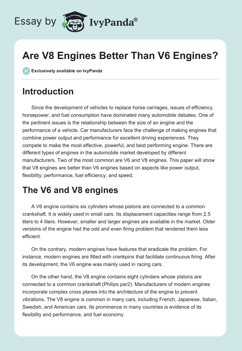 Are V8 Engines Better Than V6 Engines?. Page 1
