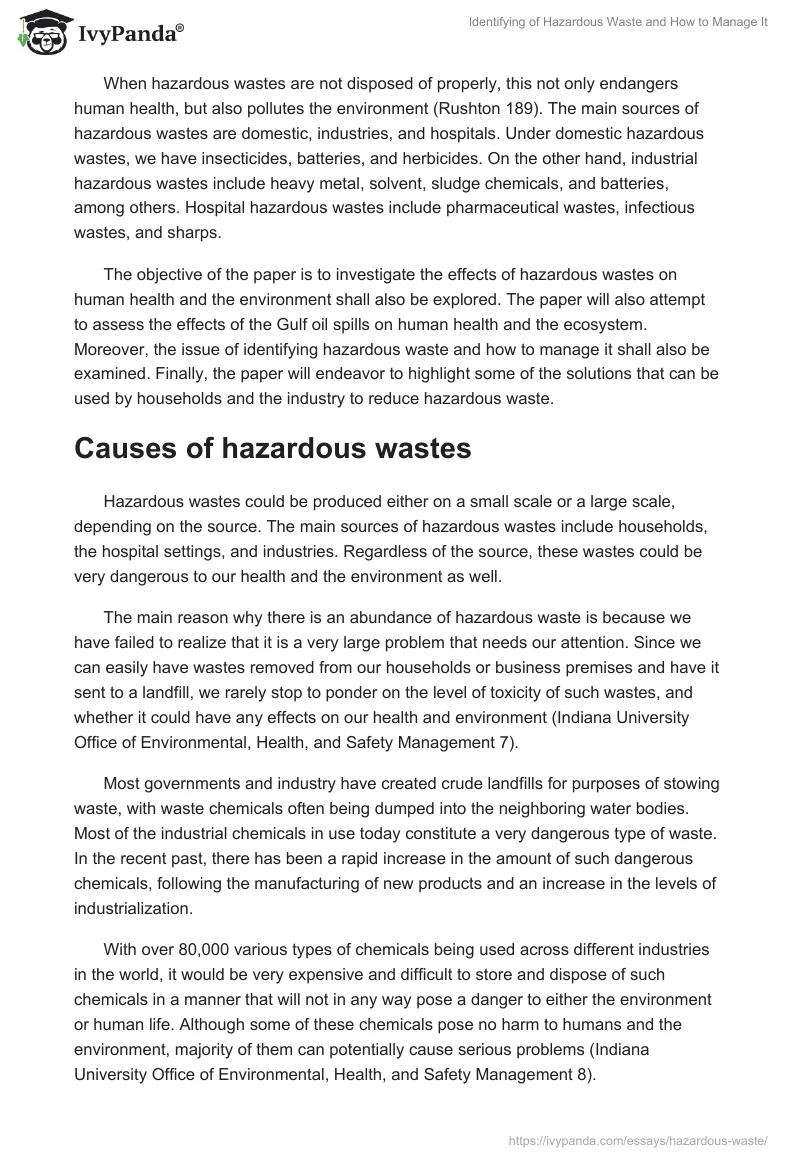 Identifying of Hazardous Waste and How to Manage It. Page 2