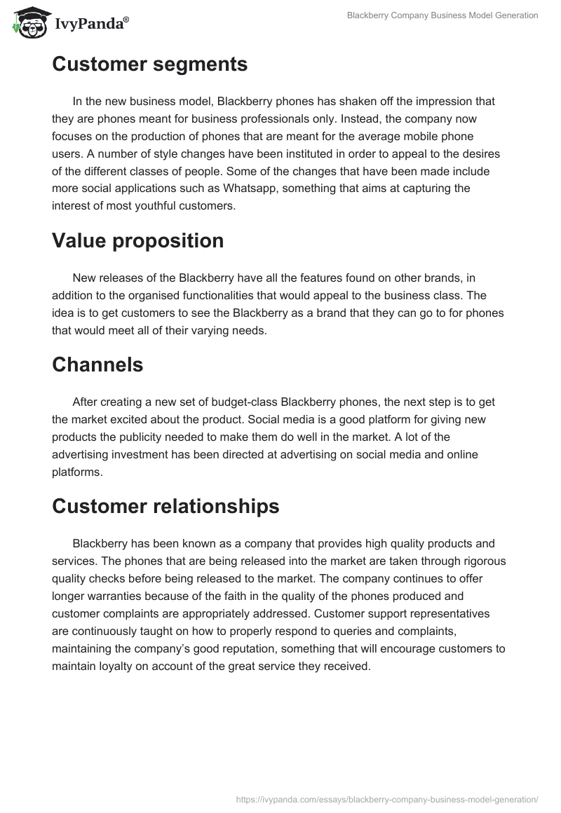 Blackberry Company Business Model Generation. Page 5