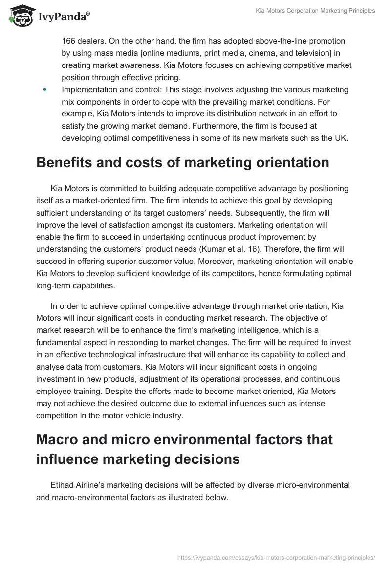 Kia Motors Corporation Marketing Principles. Page 2