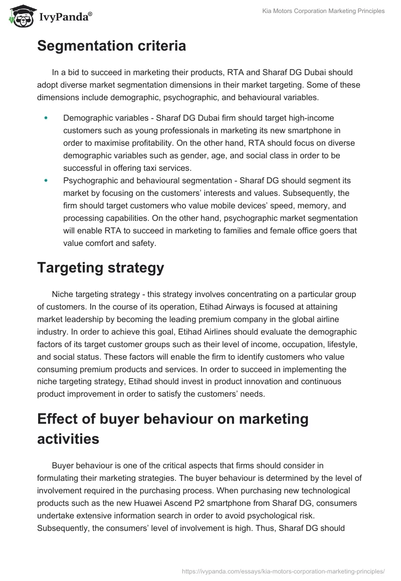 Kia Motors Corporation Marketing Principles. Page 4