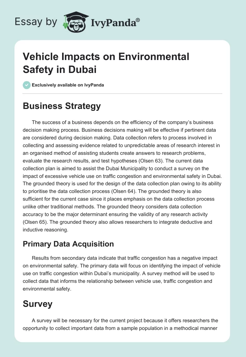 Vehicle Impacts on Environmental Safety in Dubai. Page 1