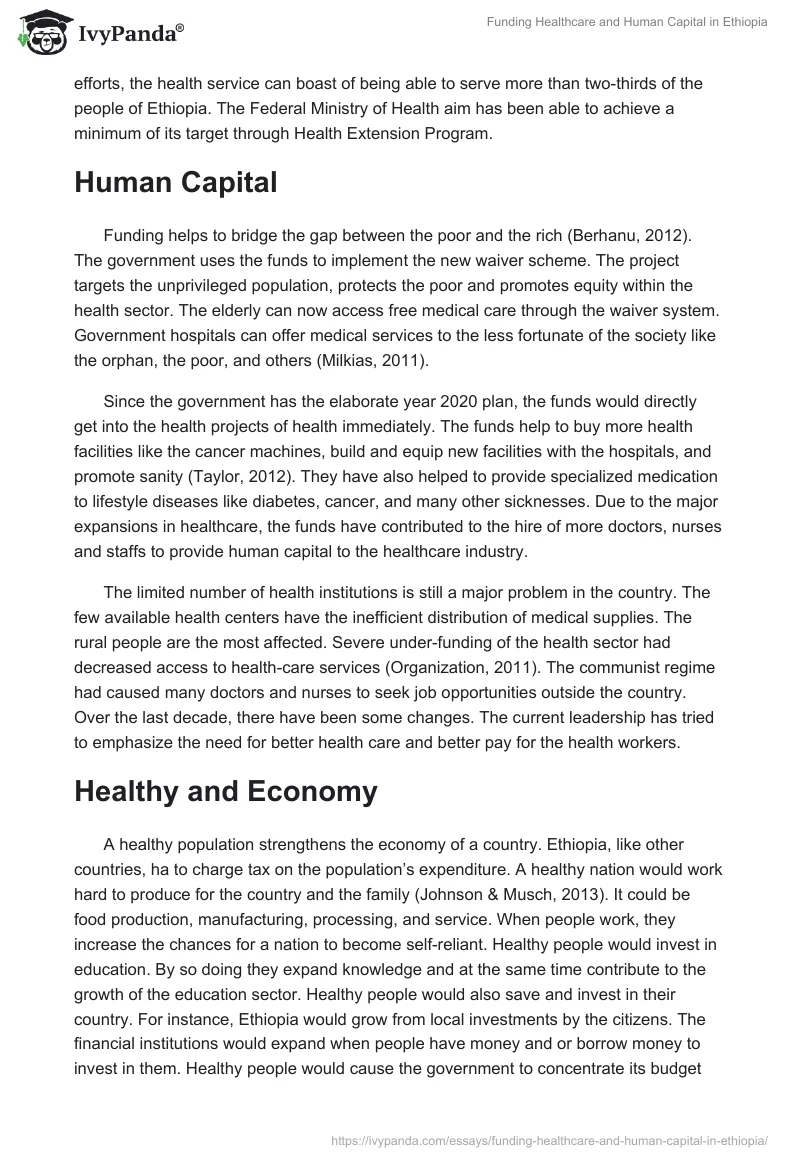 Funding Healthcare and Human Capital in Ethiopia. Page 2