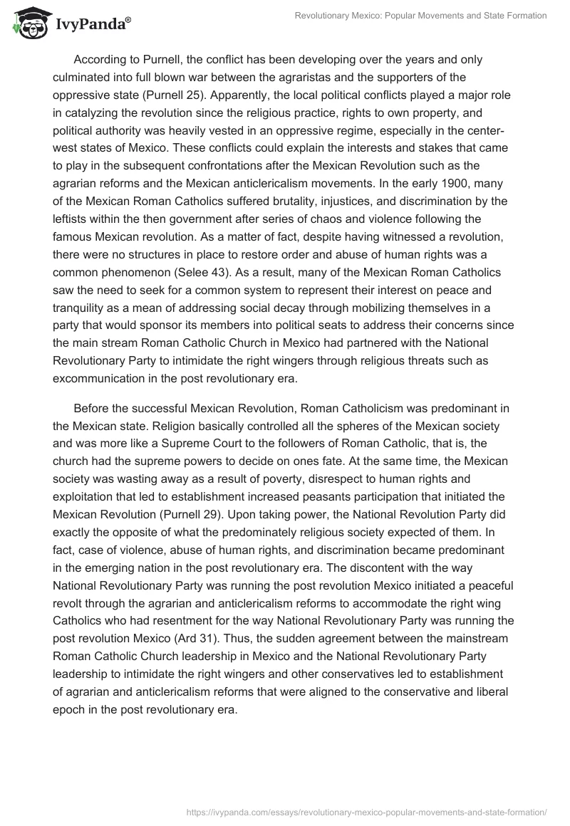Revolutionary Mexico: Popular Movements and State Formation. Page 2