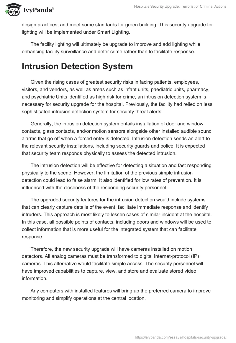 Hospitals Security Upgrade: Terrorist or Criminal Actions. Page 5