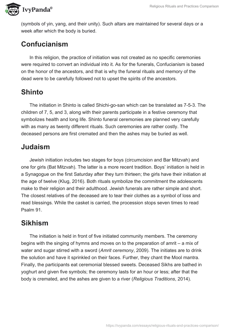 Religious Rituals and Practices Comparison. Page 3
