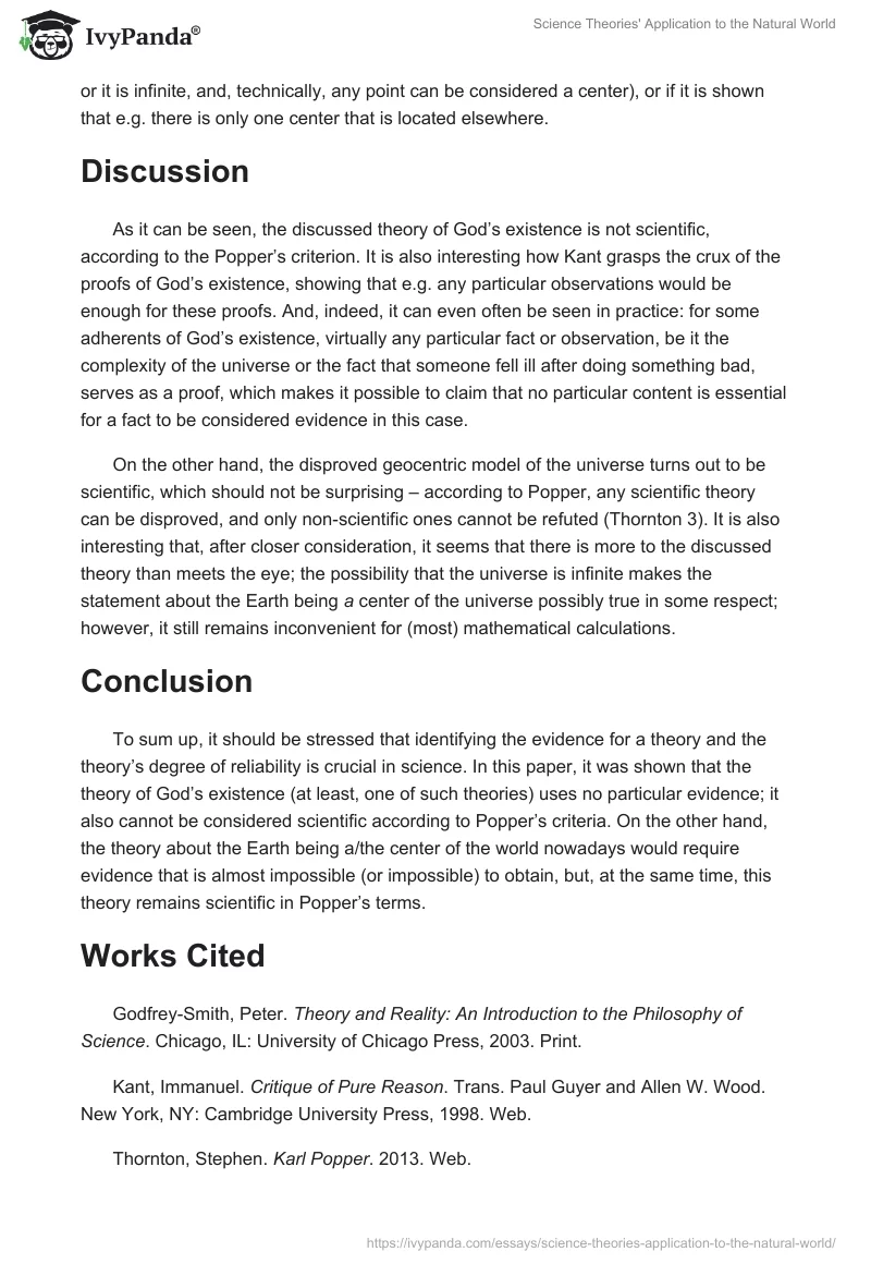 Science Theories' Application to the Natural World. Page 4