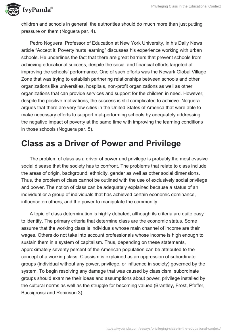 Privileging Class in the Educational Context. Page 2