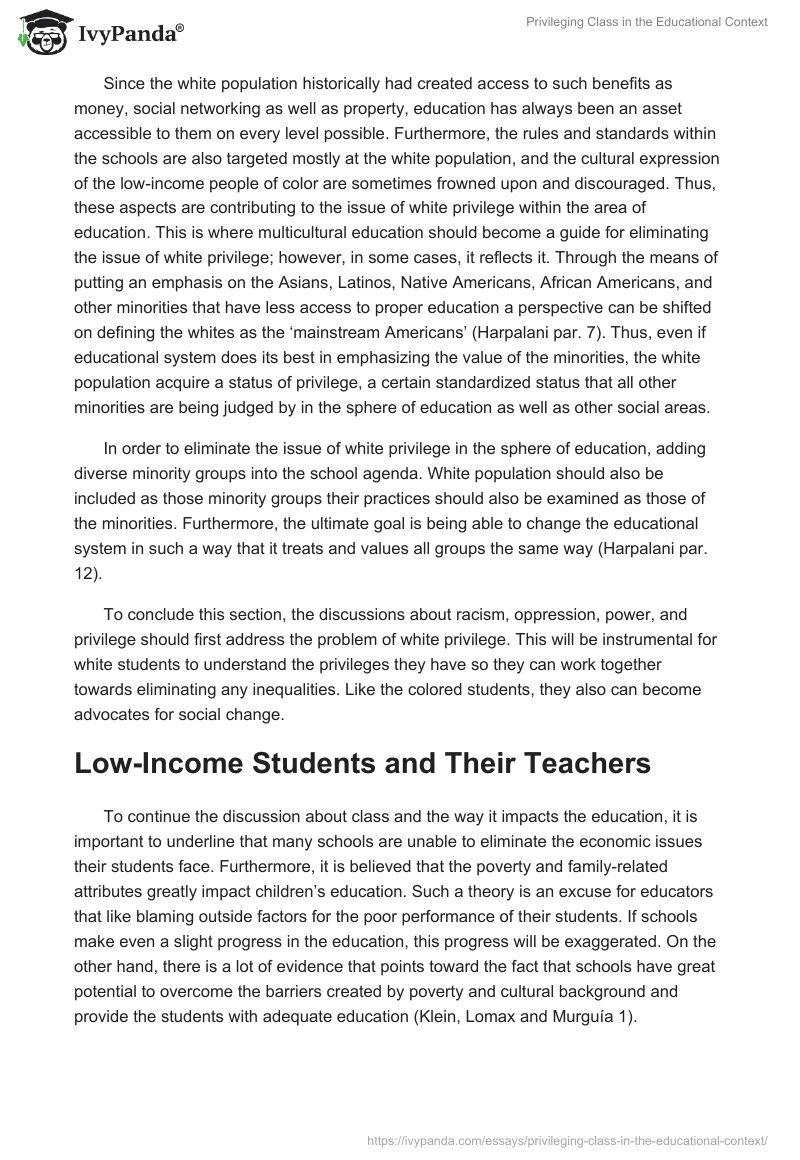 Privileging Class in the Educational Context. Page 4