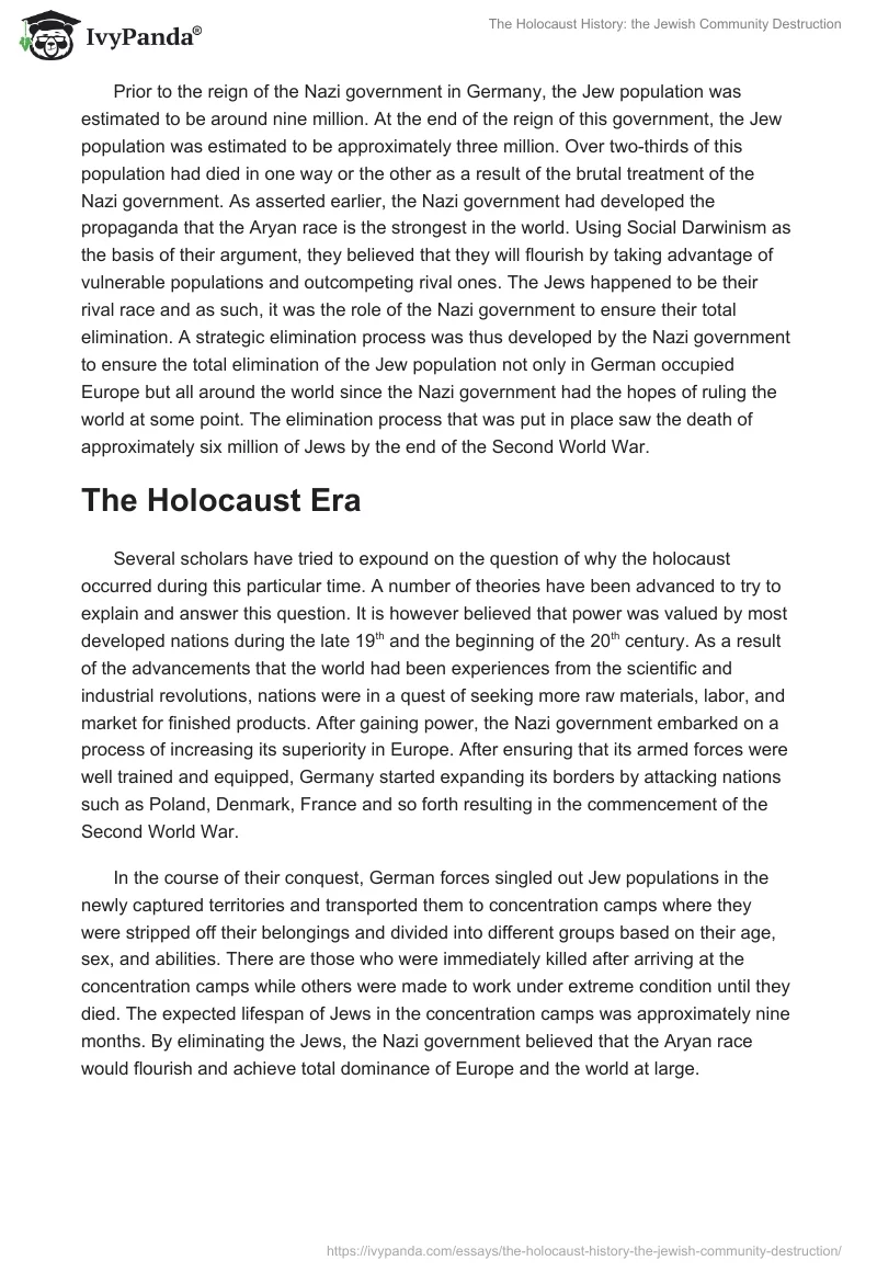 The Holocaust History: the Jewish Community Destruction. Page 2