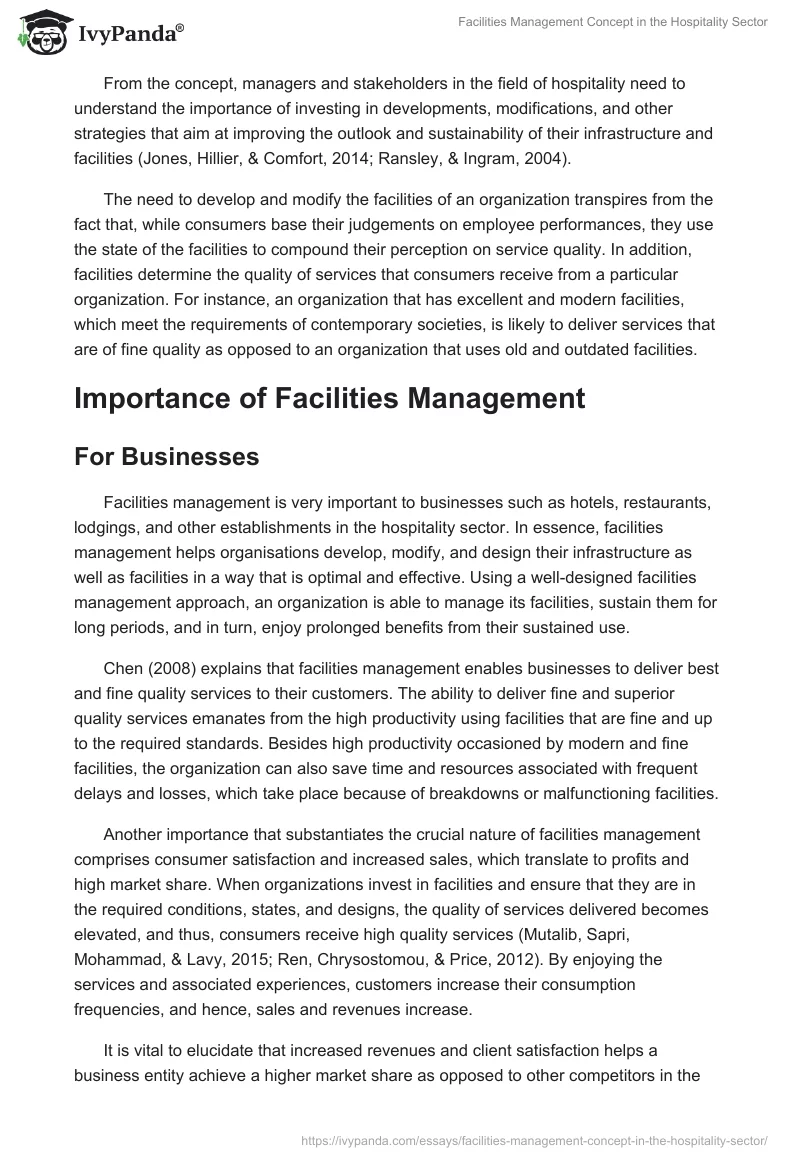 Facilities Management Concept in the Hospitality Sector. Page 3