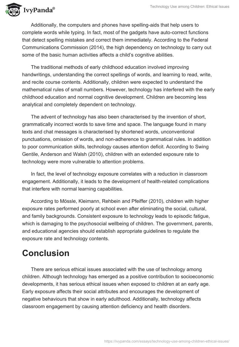 Technology Use among Children: Ethical Issues. Page 4