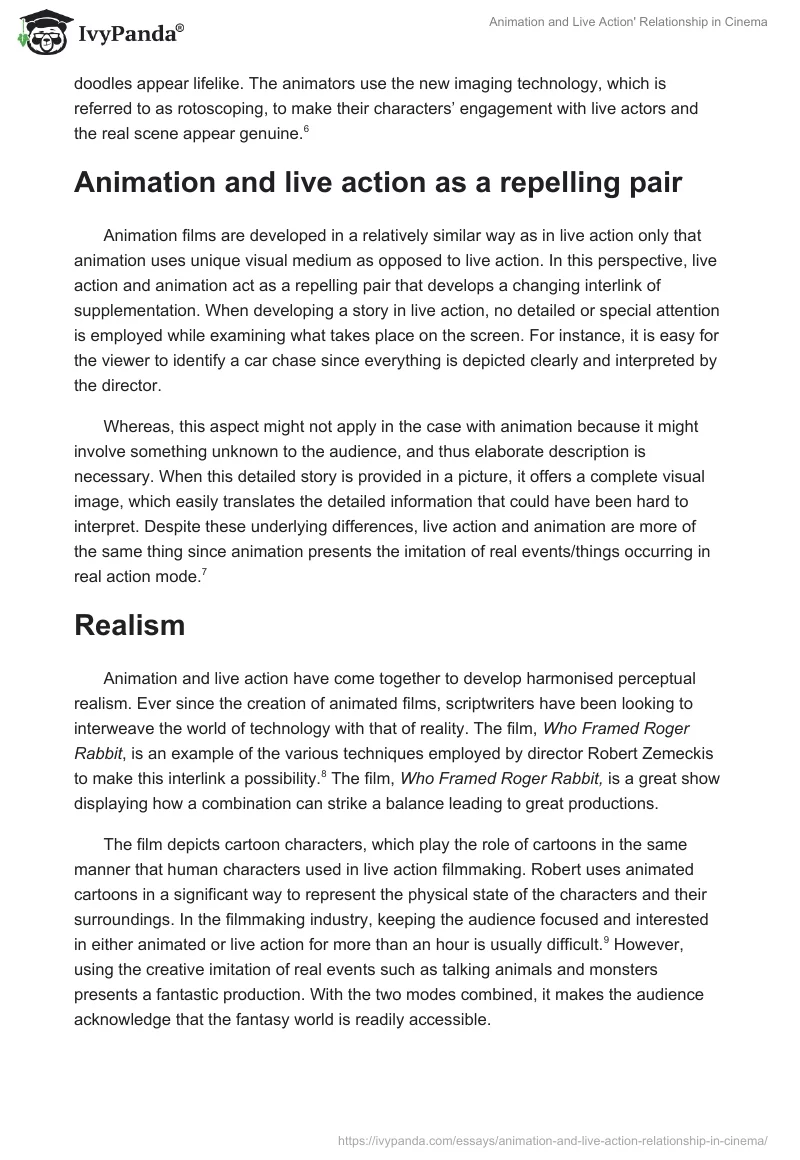Animation and Live Action' Relationship in Cinema. Page 3