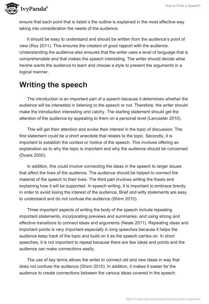 How to Write a Speech?. Page 2