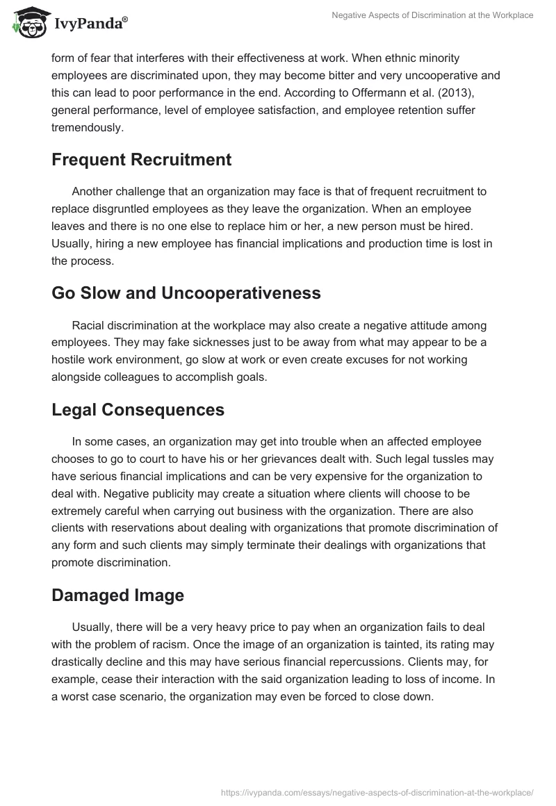 Negative Aspects of Discrimination at the Workplace. Page 3