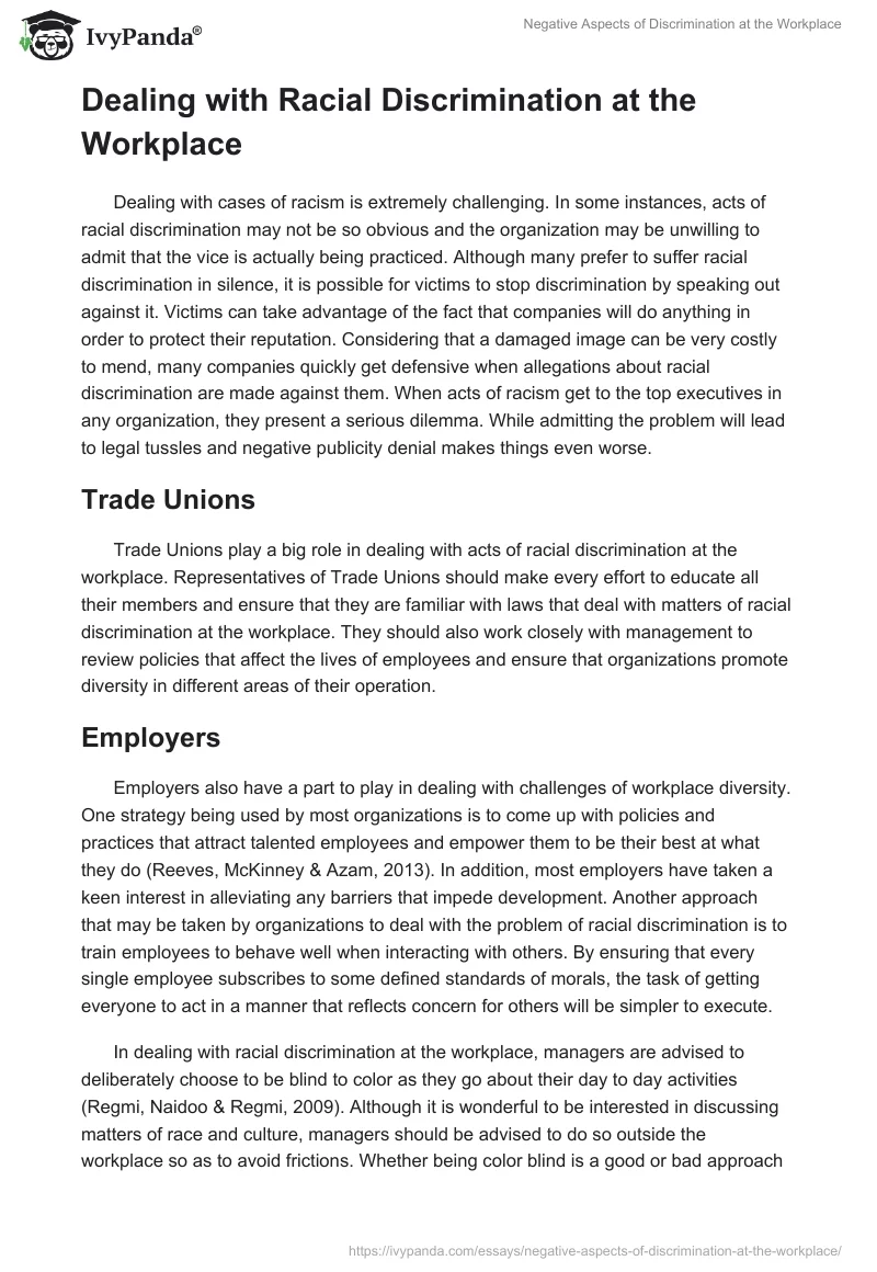 Negative Aspects of Discrimination at the Workplace. Page 4