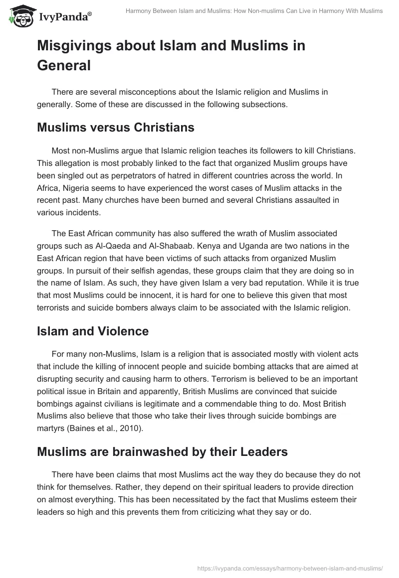Harmony Between Islam and Muslims: How Non-muslims Can Live in Harmony With Muslims. Page 2