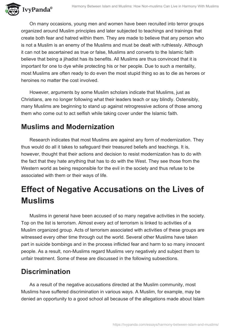 Harmony Between Islam and Muslims: How Non-muslims Can Live in Harmony With Muslims. Page 3