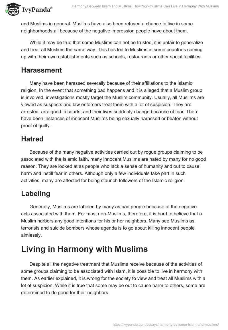 Harmony Between Islam and Muslims: How Non-muslims Can Live in Harmony With Muslims. Page 4