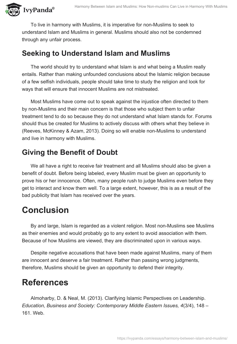 Harmony Between Islam and Muslims: How Non-muslims Can Live in Harmony With Muslims. Page 5