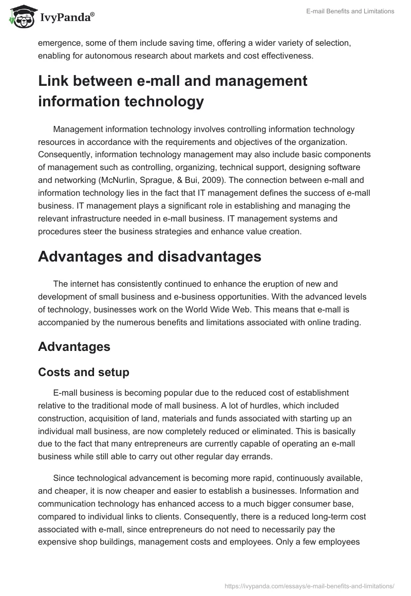 E-mail Benefits and Limitations. Page 2