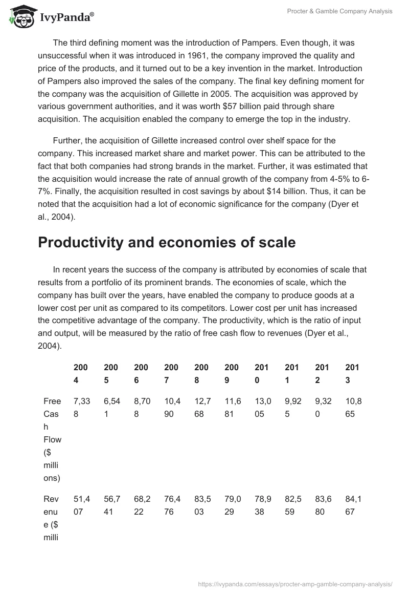 Procter & Gamble Company Analysis. Page 2