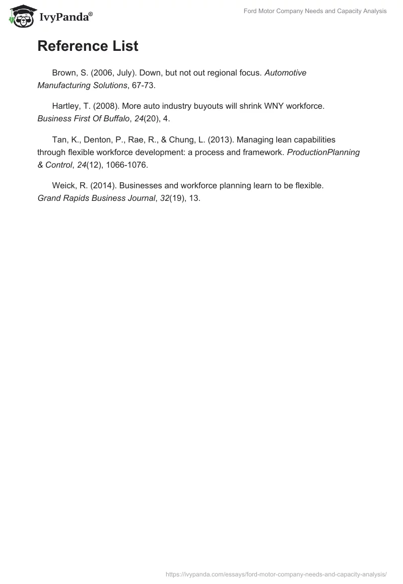 Ford Motor Company Needs and Capacity Analysis. Page 4