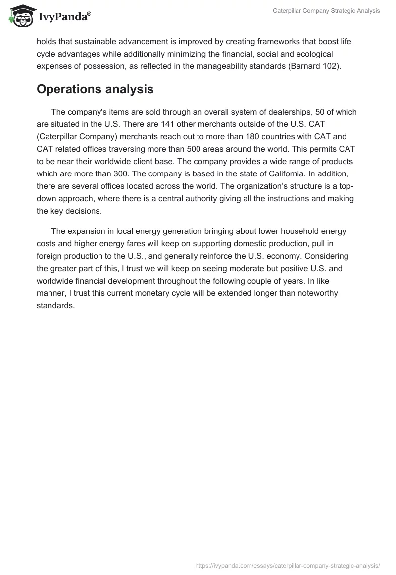 Caterpillar Company Strategic Analysis. Page 2