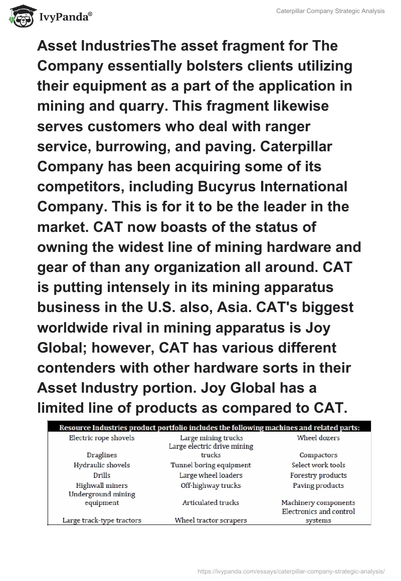 Caterpillar Company Strategic Analysis. Page 5