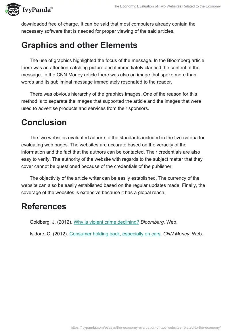 The Economy: Evaluation of Two Websites Related to the Economy. Page 3