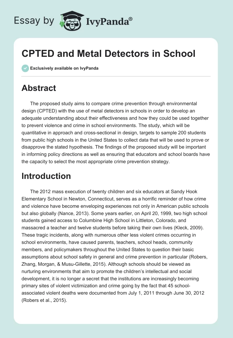 CPTED and Metal Detectors in School. Page 1
