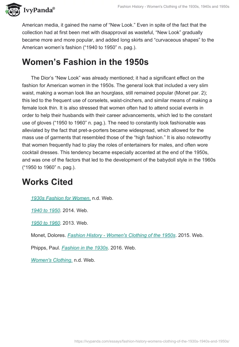 Fashion History - Women's Clothing of the 1930s, 1940s and 1950s. Page 2
