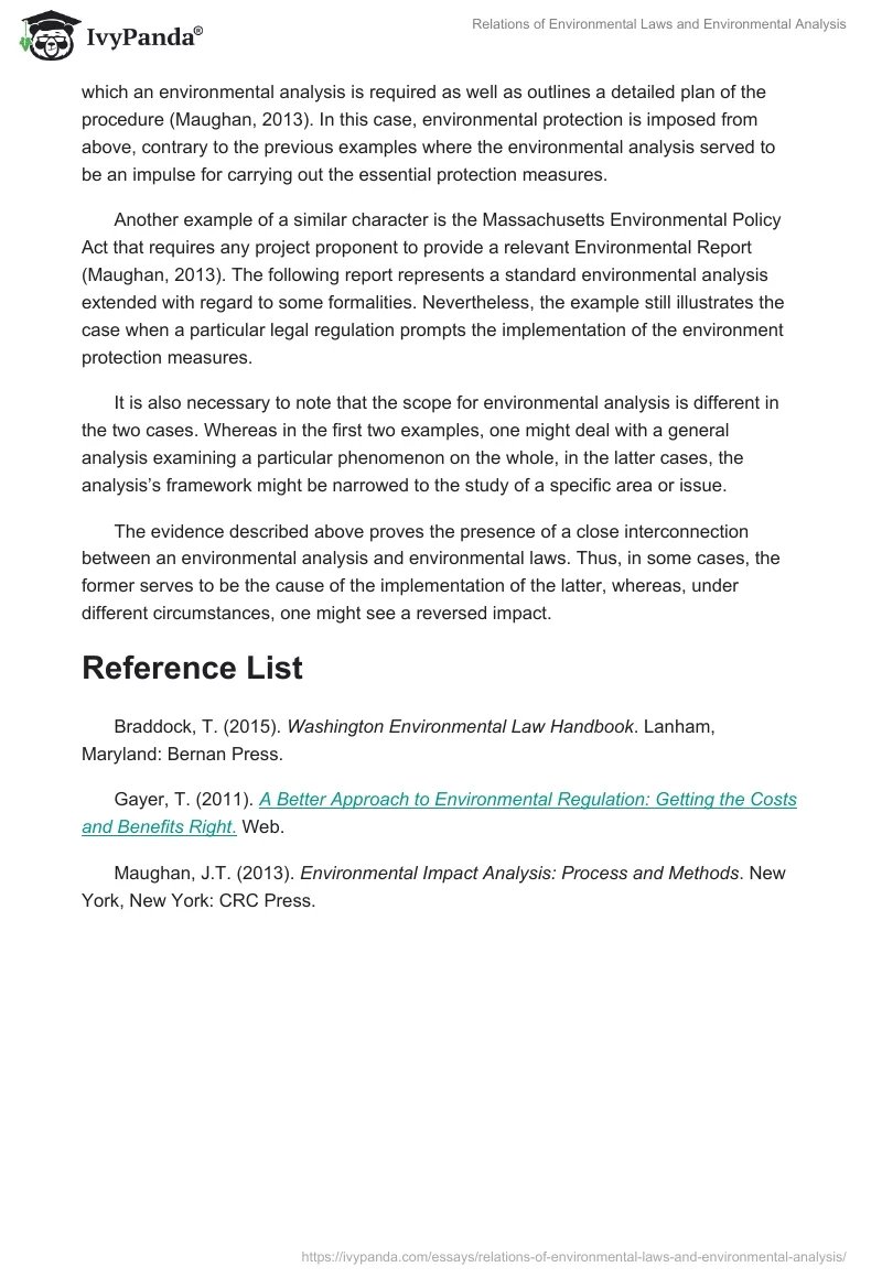Relations of Environmental Laws and Environmental Analysis. Page 2