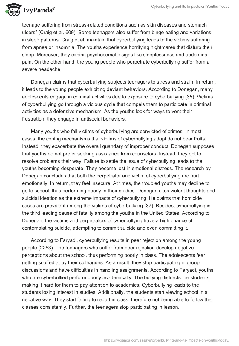 Cyberbullying and Its Impacts on Youths Today. Page 2